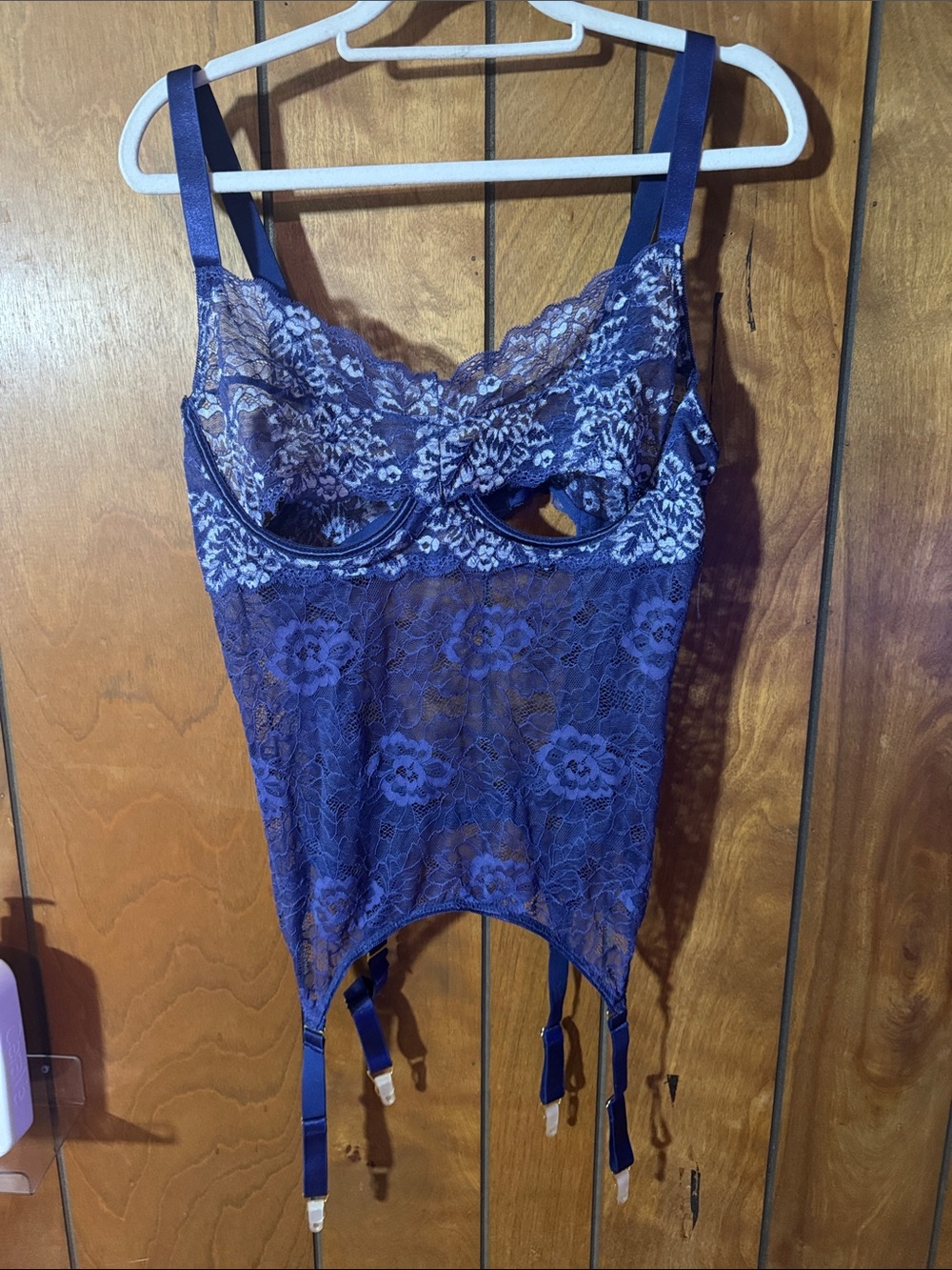 Yandy Navy Purple/Blue Lace Garter Teddy